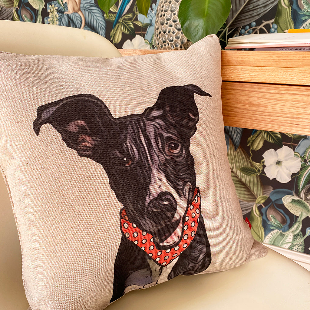 personalised pet portrait cushion