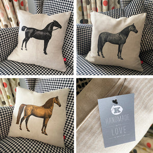 Dun horse cushion - vintage equestrian