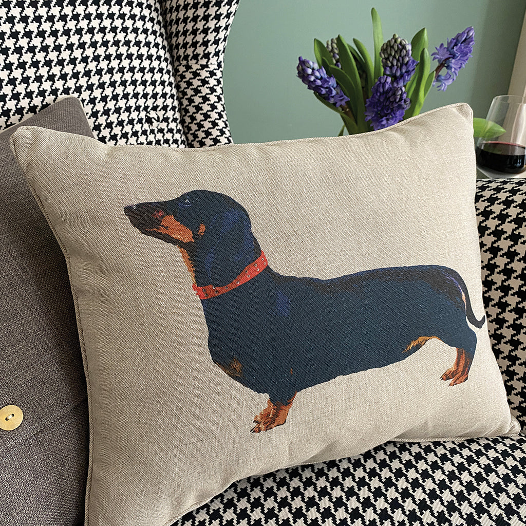 black dachshund cushion