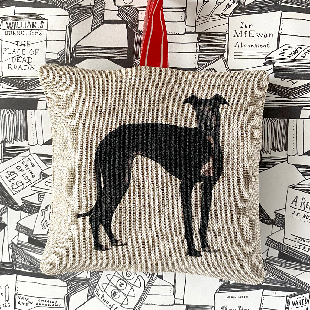 black greyhound lavender bag