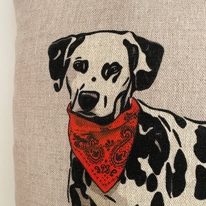 dalmatian dog portrait cushion detail