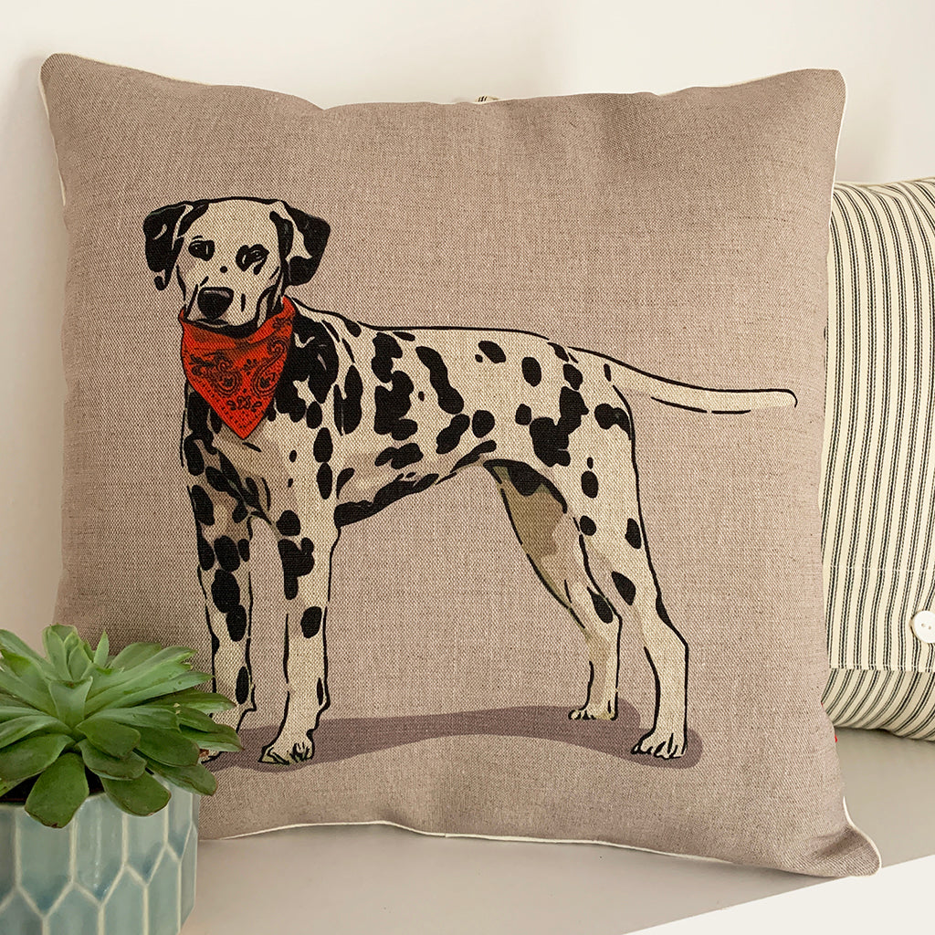 dalmatian dog portrait cushion